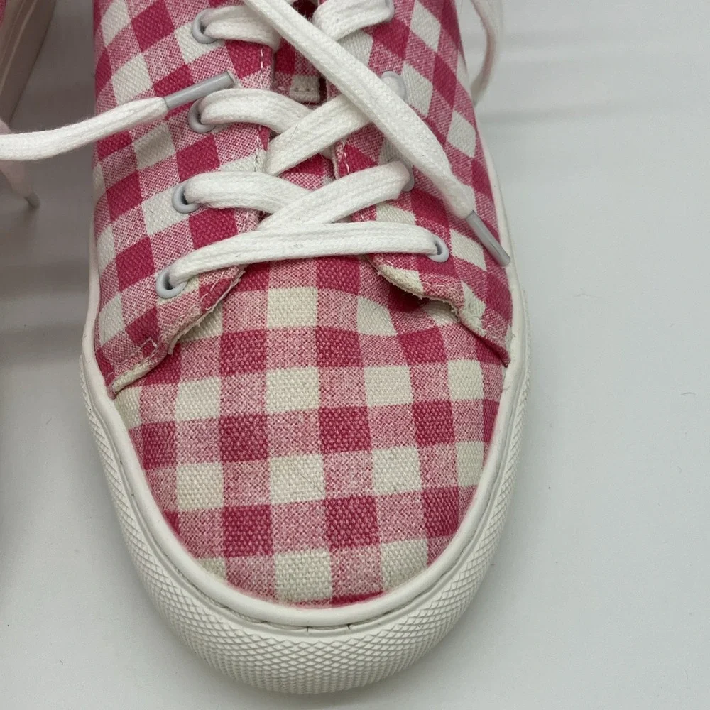 J.CREW Women's Sneakers‎ Gingham Pink & White Check Plaid Size 11 Preppy Coastal